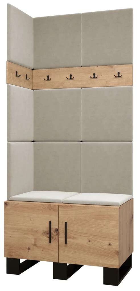 Set mobilier pentru hol Amanda 11 (Stejar artisan + bej). 1085947