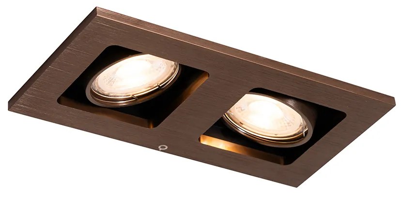 Spot integrat bronz închis dreptunghiular 2 lumini inclinabil și rotativ - Qure
