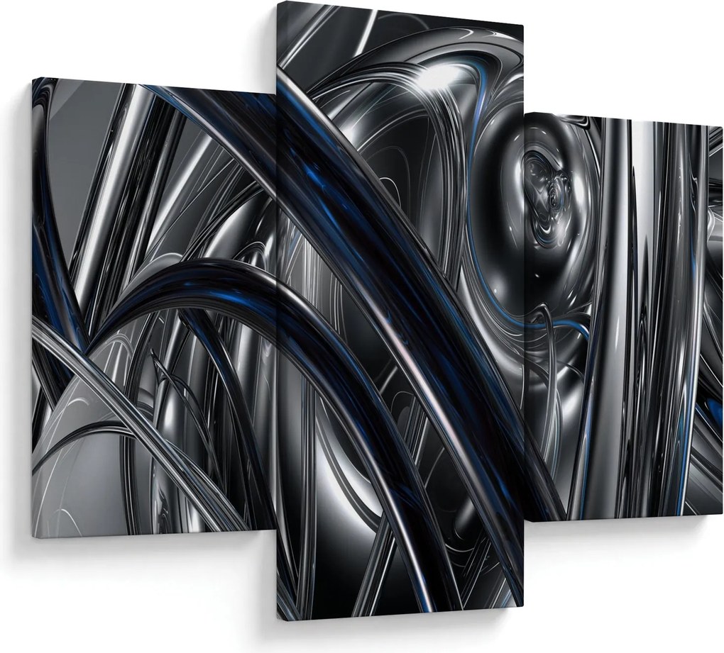 Tabloul cu abstracție gri cu albastru (90x60 cm)