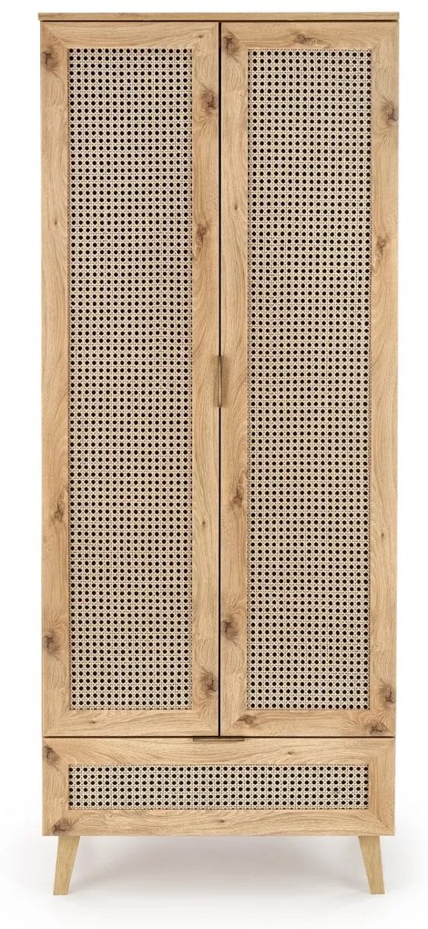 Dulap Borneo S-1 stejar artizan/negru H200 cm