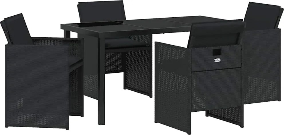 vidaXL Set de masă pentru grădină 5 pcs Negru poliratan
