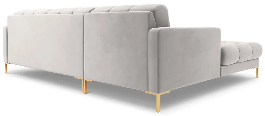 Colțar tapițat Bali, Silver/5 locuri/picioare gold/partea stângă/ L293 x l185 x h75