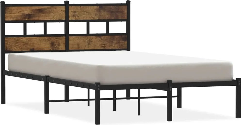 vidaXL Cadru pat metalic fără saltea, stejar fumuriu, 120x200 cm