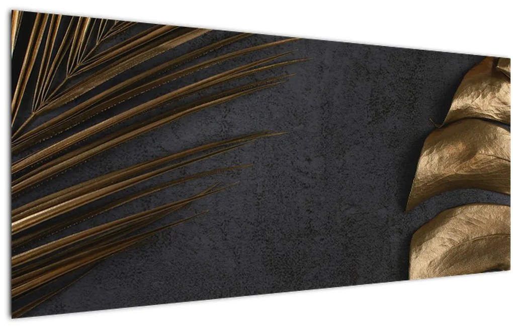 Tablou cu frunze aurii (120x50 cm)