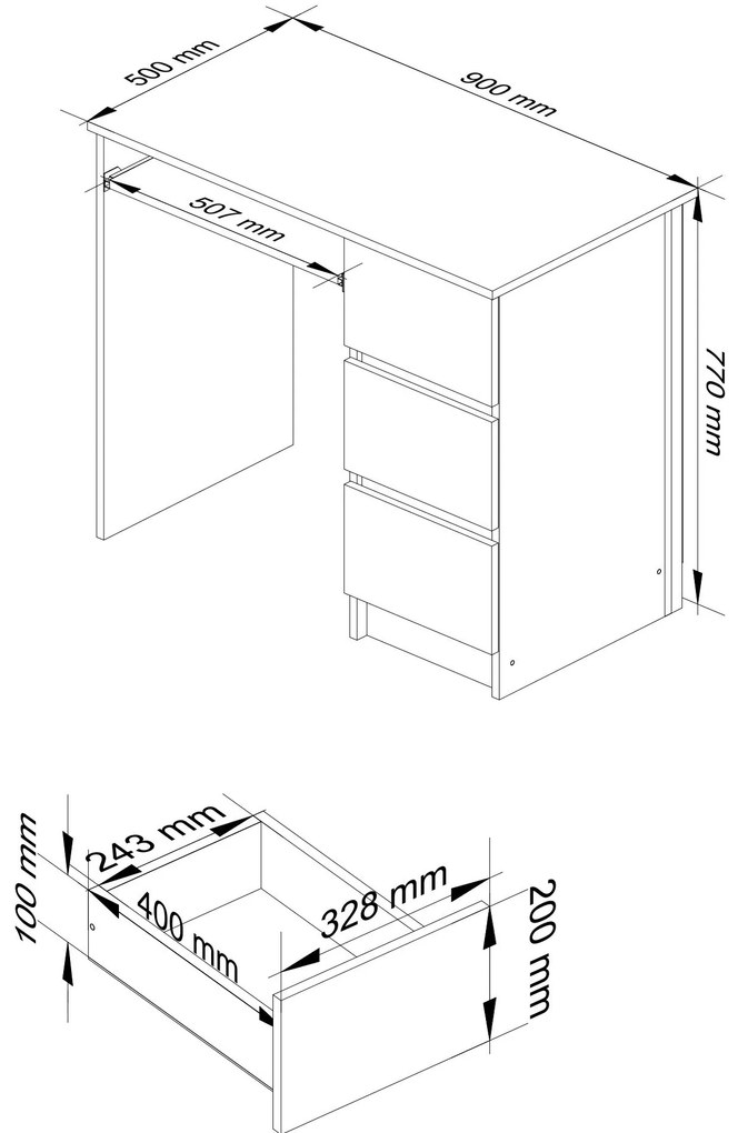 Masă PC Benicio (wenge + alb) (D). 1069030