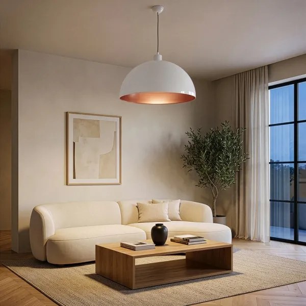 Brilagi - Lustru LED suspendat pe cablu METALO 1xE27/40W/230V Ø 60 cm alb/cupru