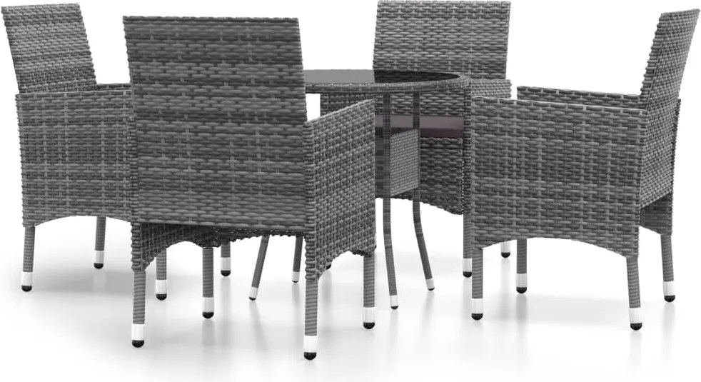 vidaXL Set mobilier de grădină, 5 piese, gri, poliratan