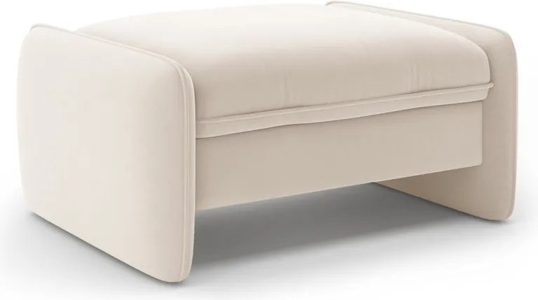 Taburet crem cu tapițerie din catifea Georgia – Micadoni