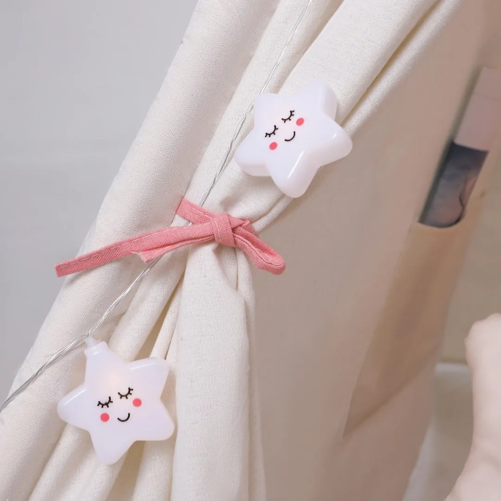 Cort tip teepee pentru copii JULIA, 160x120x120cm, bej/roz Jurhan