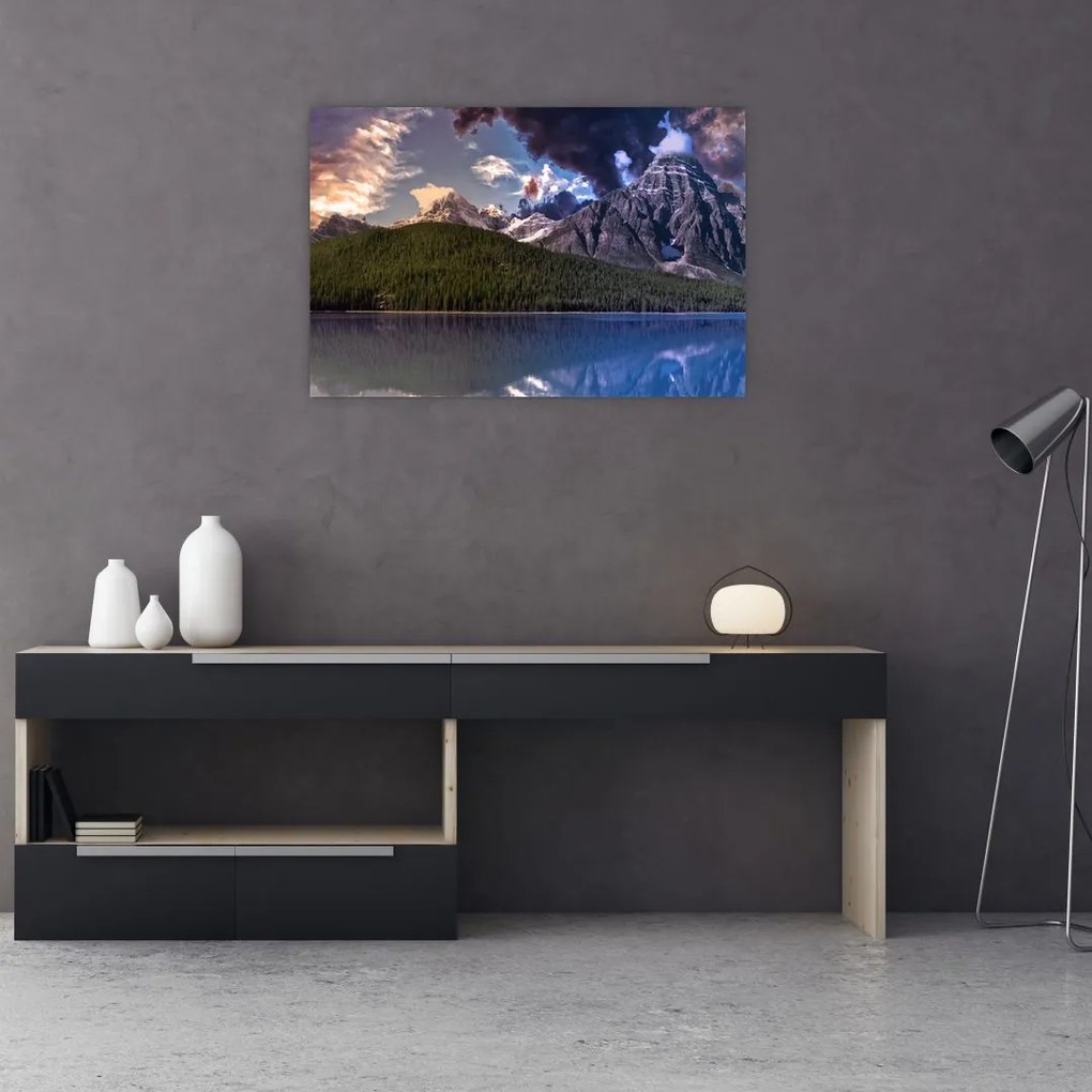 Tablou cu lac și munți (90x60 cm)