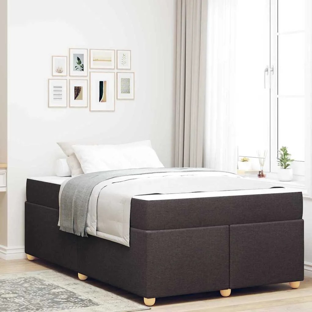 vidaXL Cadru de pat cu saltea Altele Maro închis 120 x 190 cm țesătură