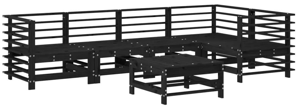 3186477 vidaXL Set mobilier relexare grădină, 6 piese, negru, lemn masiv pin