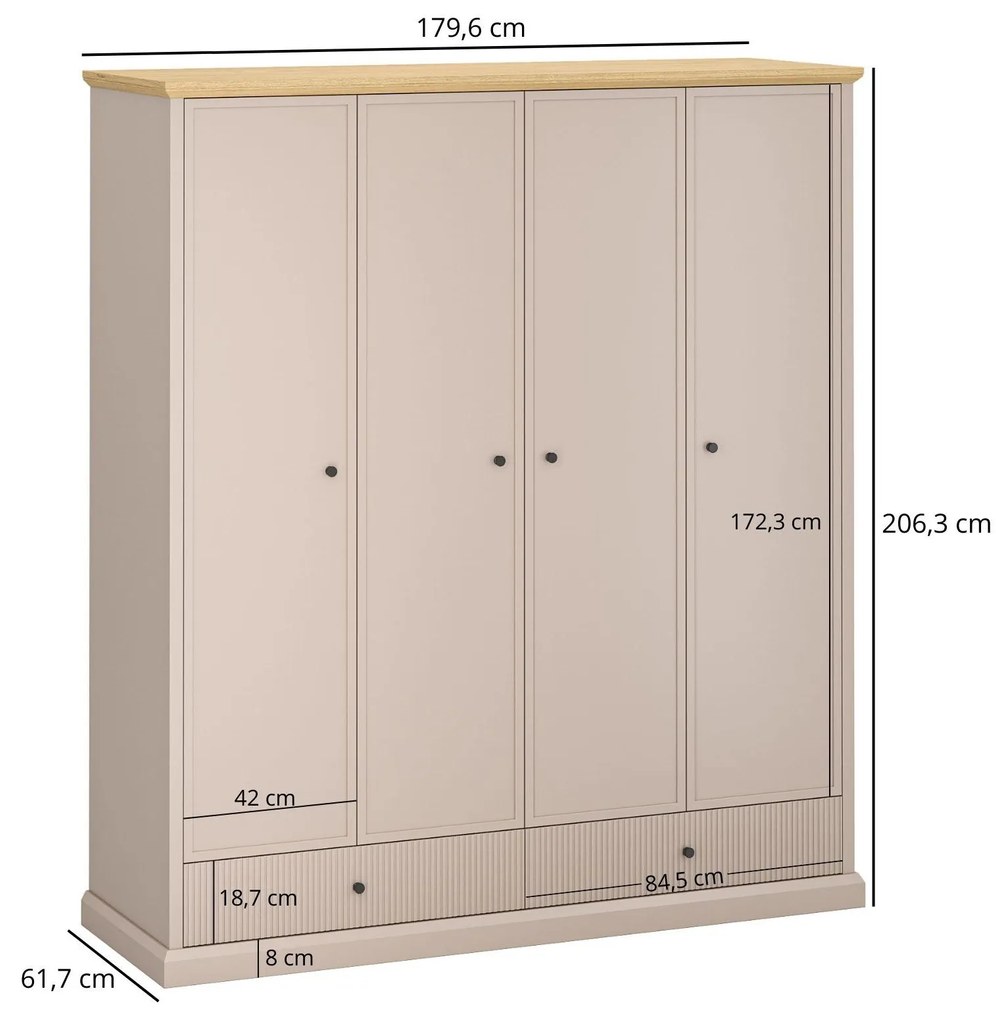 Dulap de haine Indices 2 (taupe + stejar pietros). 1116874