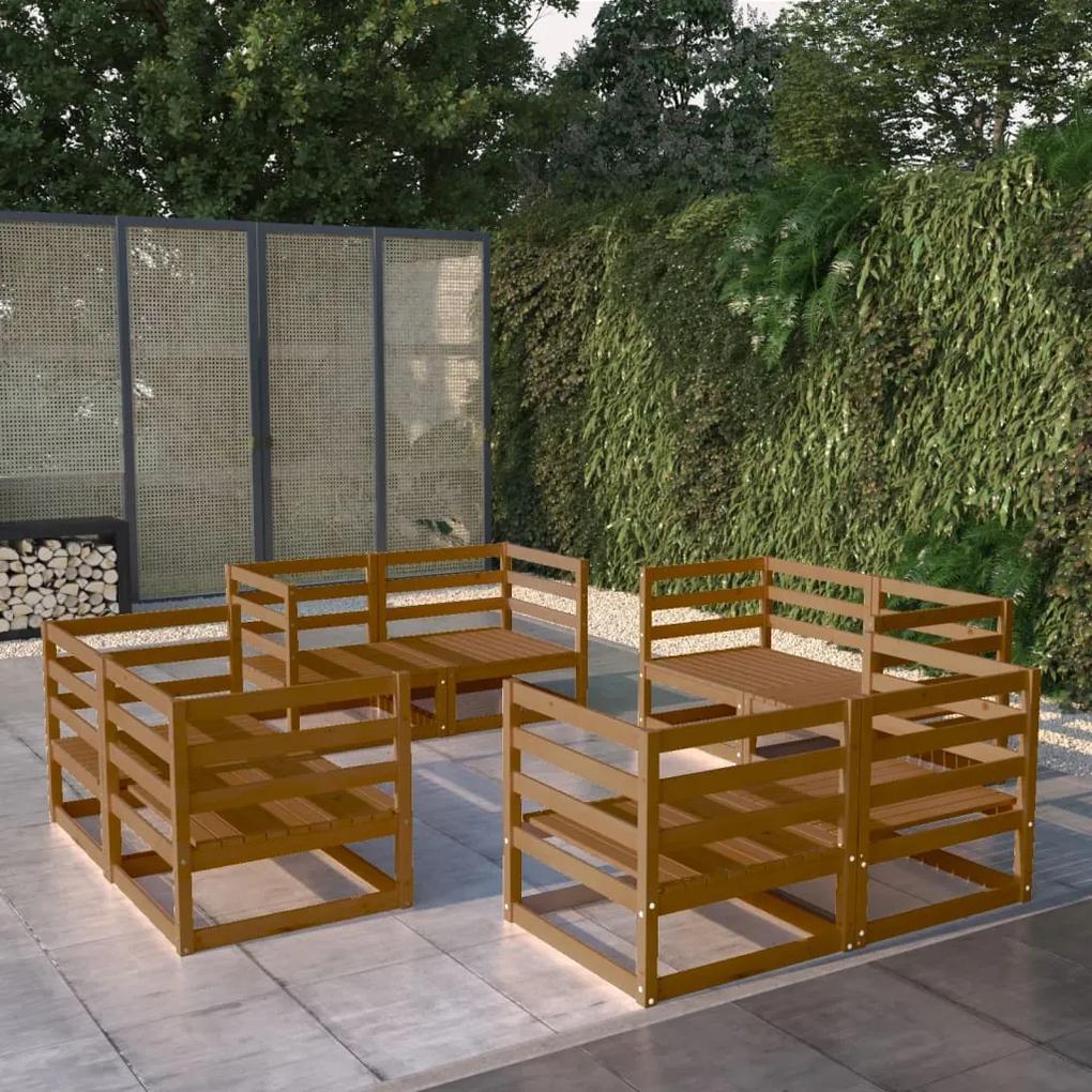 3075287 vidaXL Set mobilier de grădină, 8 piese, maro miere, lemn masiv pin