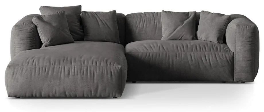 Colțar modular gri cu tapițerie din catifea (cu colț pe partea stângă/cu șezlong) Martina – Micadoni