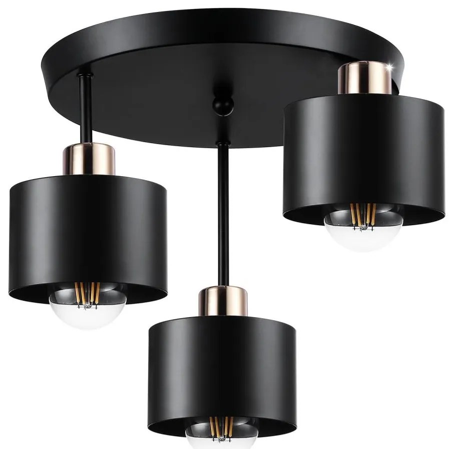 Lustră pe tijă 3xE27/35W/230V d. 30 cm negru/auriu