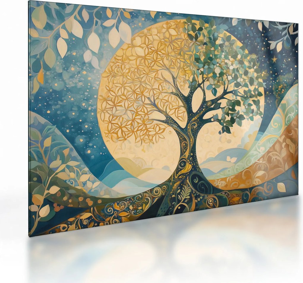 Tablou pe sticlă – Arborele vieții în lună (70x50 cm)