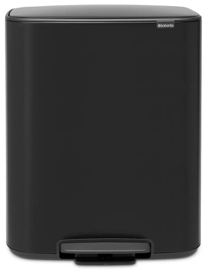 Coș de gunoi negru mat cu pedală din oțel 60 l Bo – Brabantia