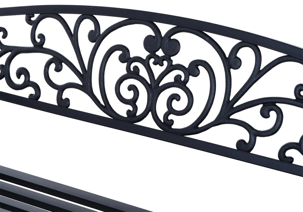 Outsunny Bancă de Grădină pentru Exterior din Metal și Fontă, 127×60×85 cm, Negru | Aosom Romania