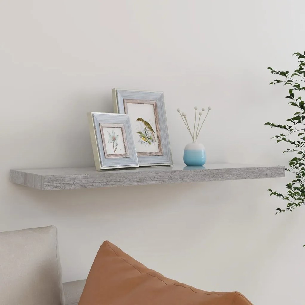 vidaXL Raft de perete suspendat, gri beton, 80x23,5x3,8 cm, MDF
