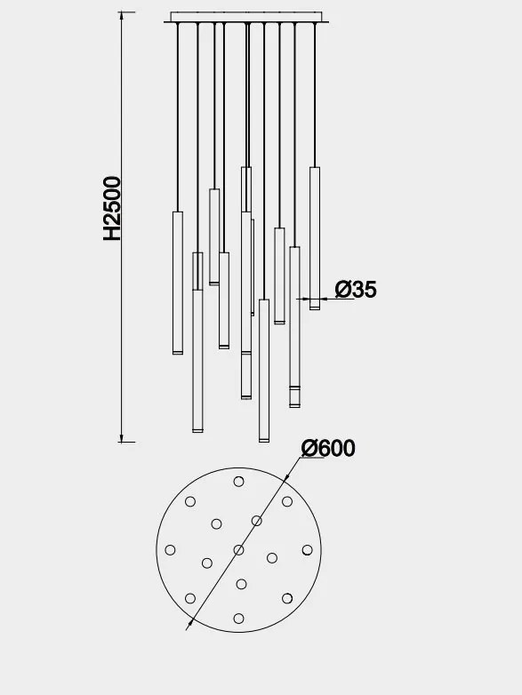Lustra cu 14 pendule LED design modern minimalist CALA multicolor