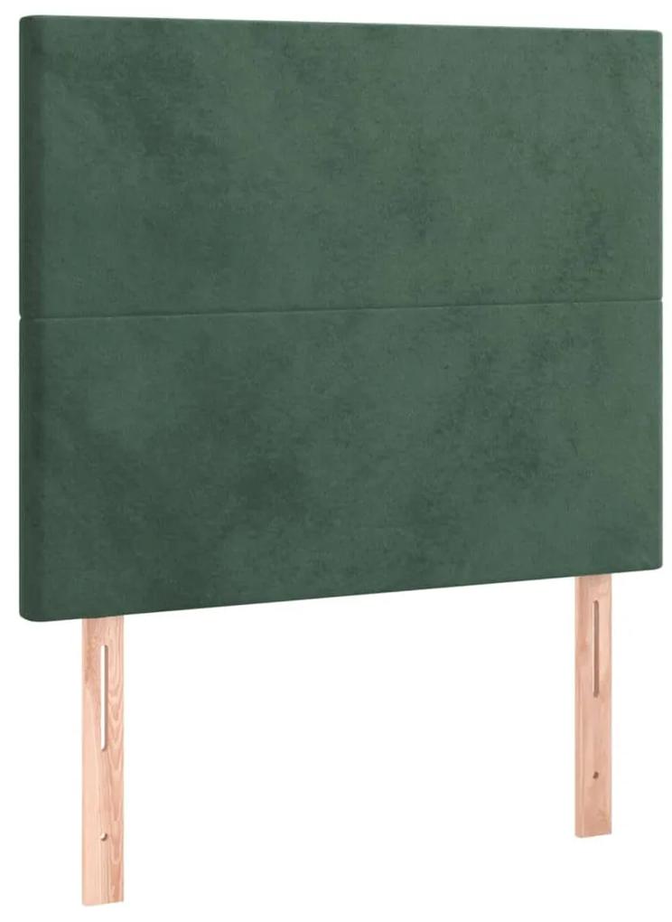 Pat continental cu saltea, verde inchis, 80x200 cm, catifea Verde inchis, 80 x 200 cm, Design simplu