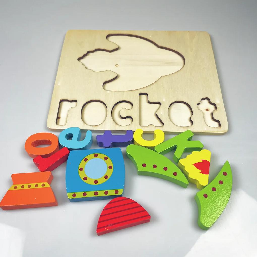 Puzzle din lemn pentru copii "Rachetă"