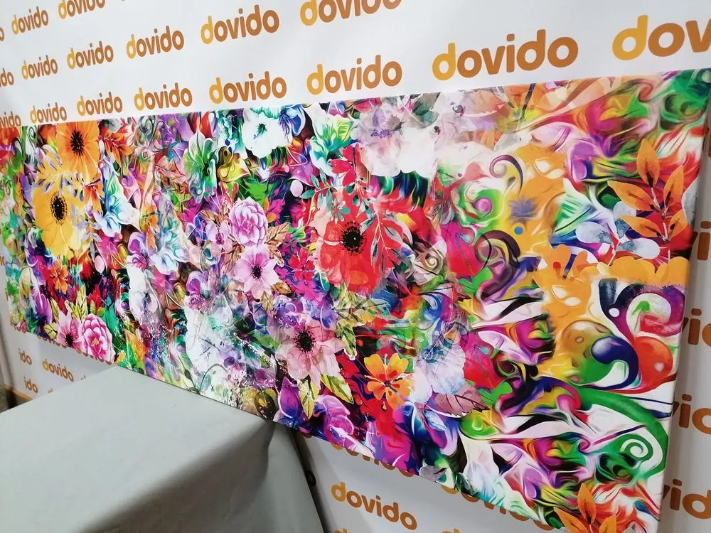 Tablou flori în design colorat