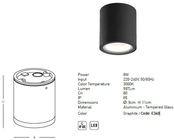 Spot LED aplicat de exterior iluminat decorati IP65 Audra negru