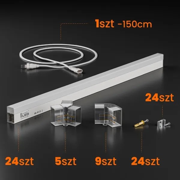 Plafonieră LED HEXAGON LED/128W/85-265V 6000K 248x97 cm CRI 90 IP54 albă