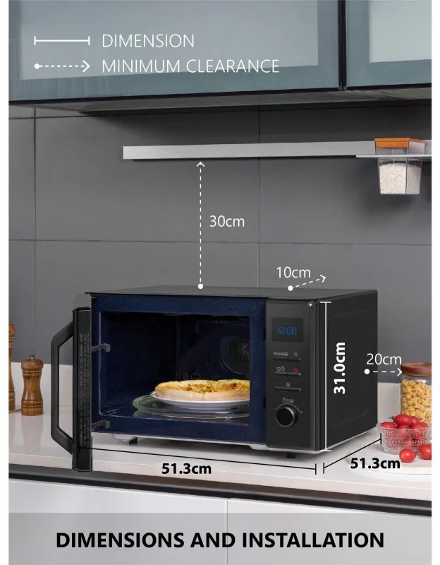 Cuptor cu microunde 4in1 Toshiba MW2-AC25TWH, 25L, Acoperire ceramica, 950W, Grill 1100W, Convectie 2100W, Alb