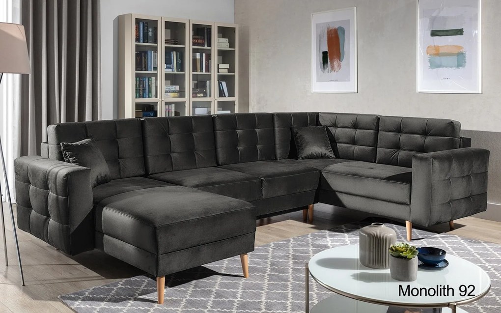 Colțar lemn masiv Formă U Extensibil Haga 320x202cm Personalizabil - Monolith 97