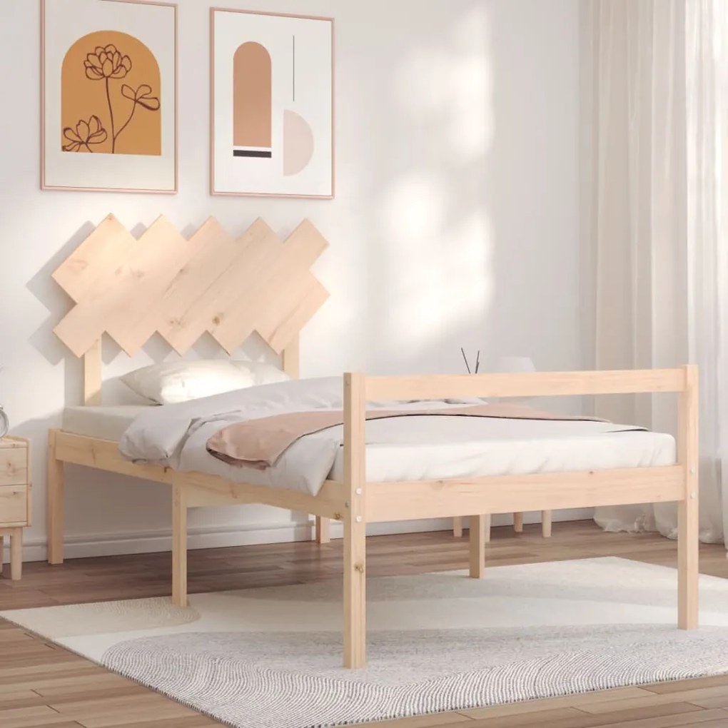 3195536 vidaXL Cadru de pat senior cu tăblie, 100x200 cm, lemn masiv
