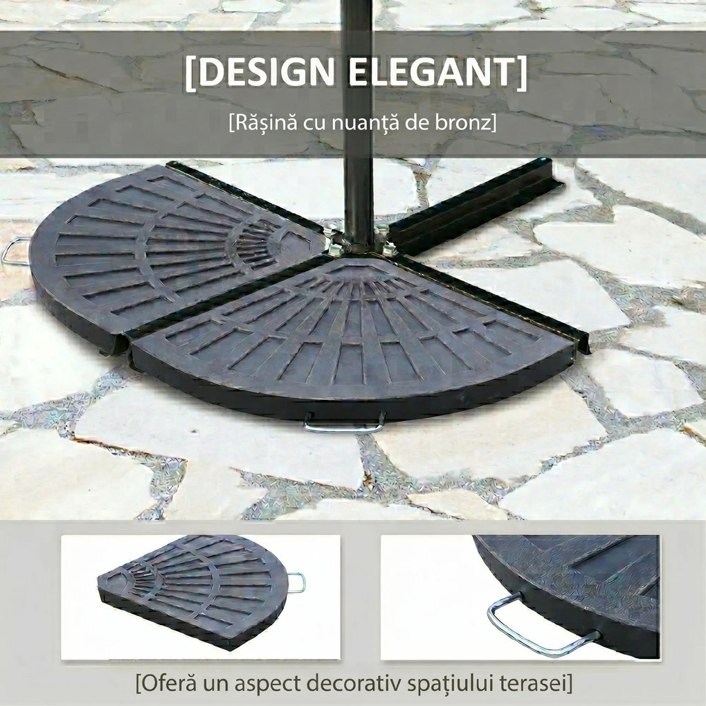 Outsunny Set 2 Greutăţi pentru Umbrelă de 28 kg cu Design în Evantai şi Mâner, 66x47x4.2 cm, Bronz | Aosom Romania