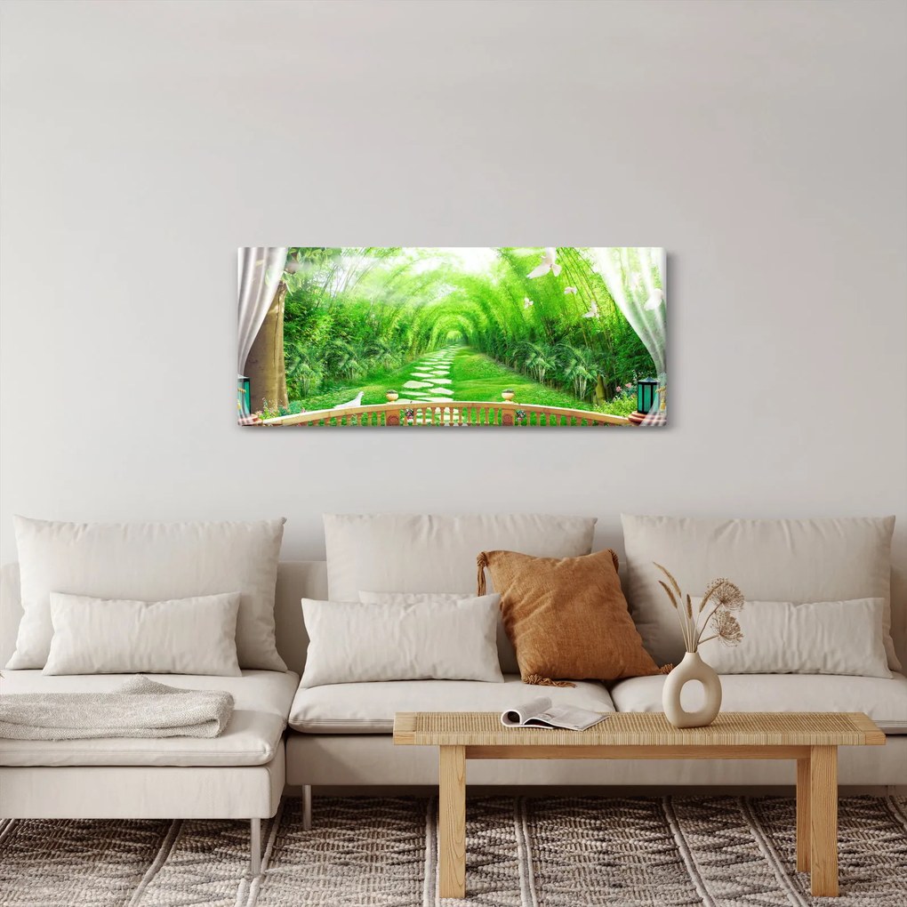 Tablou - Privire la grădina tropicală (120x50 cm)