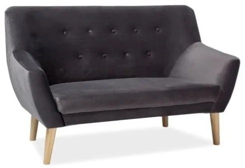 Canapea Nordic II Velvet, gri/lemn natural