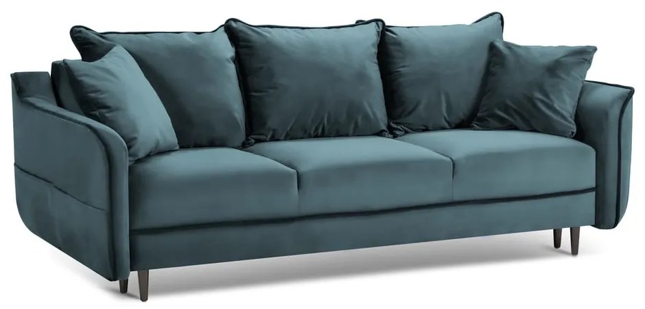 Canapea extensibilă din catifea Kooko Home Basso, albastru petrol