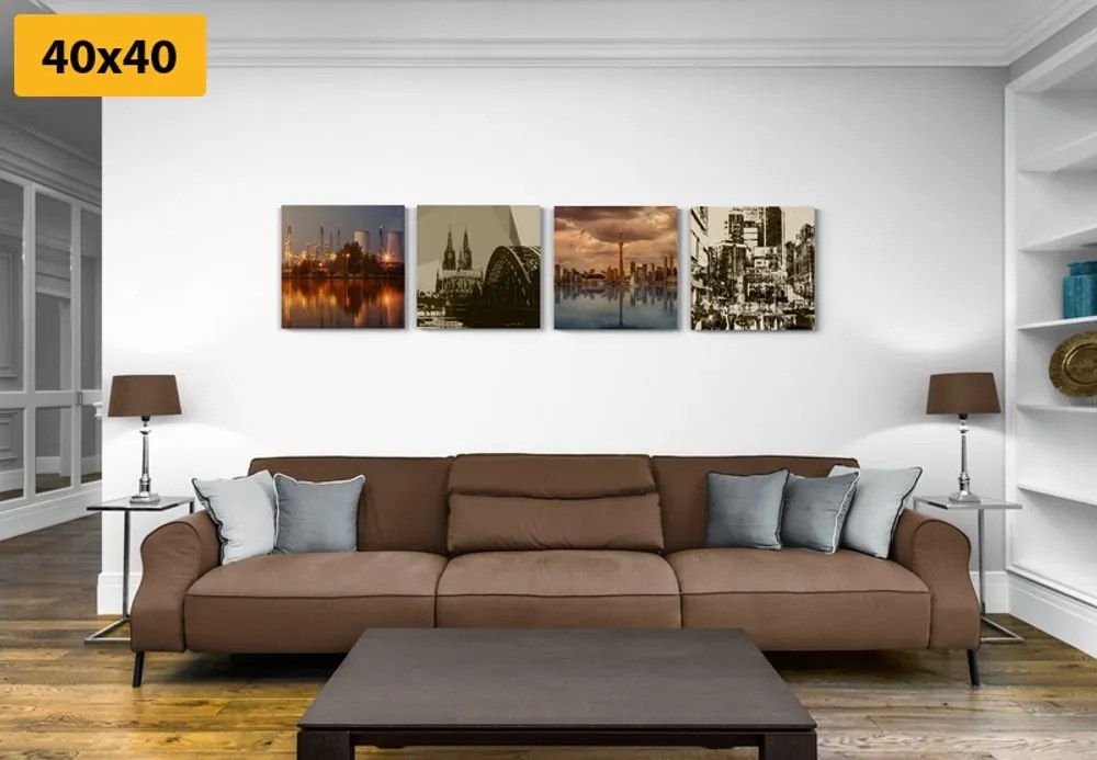Set tablouri orașul industrial cu abstracție