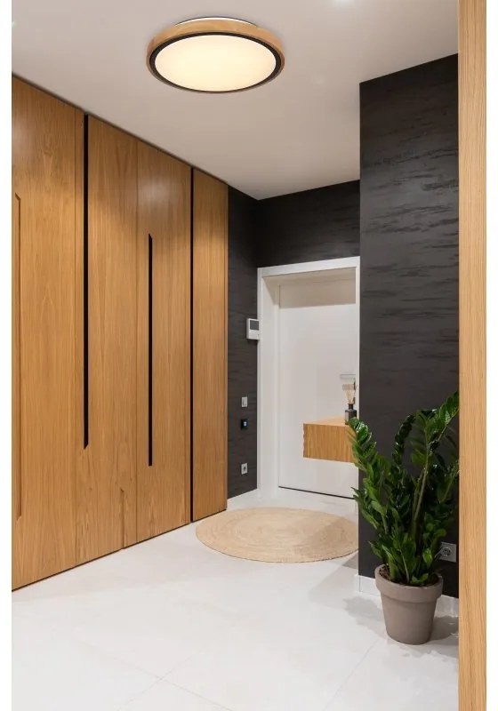 Plafoniera LED cu aspect lemn design modern Bruno maro 30,7cm 12W