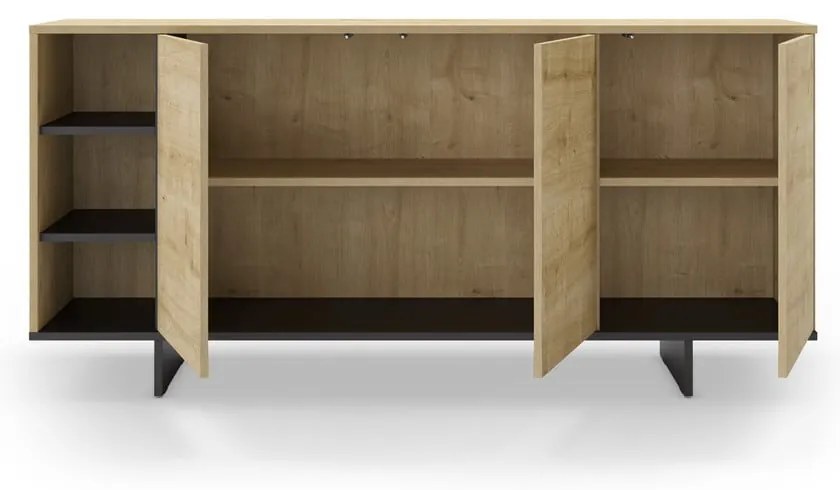 Comodă în culoare naturală joasă cu aspect de lemn de stejar 170x80 cm Cequoia – Marckeric