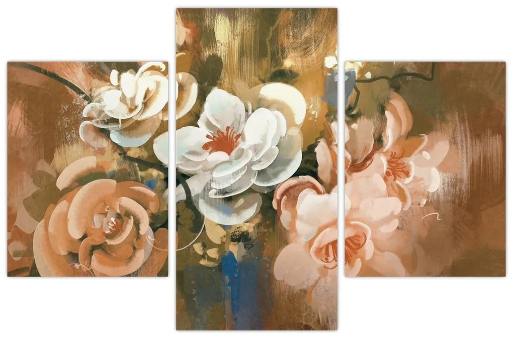 Tablou -Buchet de flori pictat (90x60 cm)