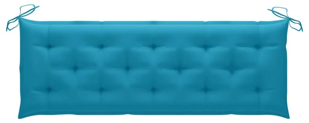 Banca de gradina stivuibila cu perna, 159 cm, lemn masiv tec 150 cm, Albastru deschis, 1, Albastru deschis