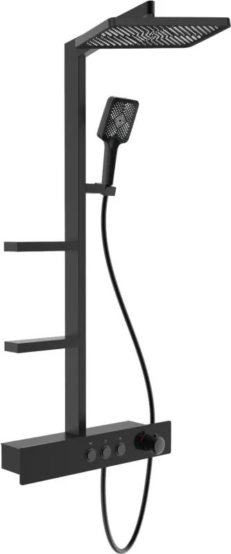 Mexen Saxx set de duș montat la suprafață cu duș superior și baterie, negru - 78102-70
