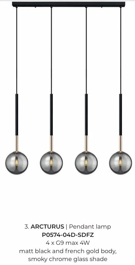 Lustra moderna cu 4 pendule Arcturus negru/ auriu