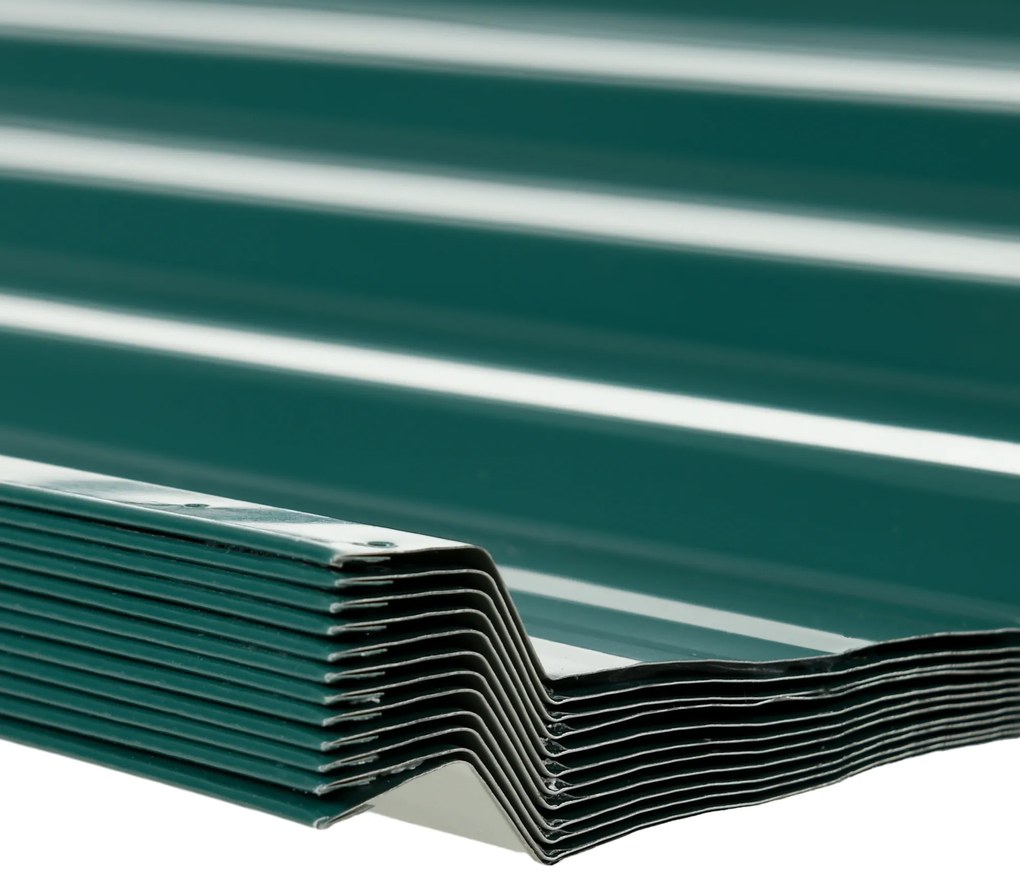 Outsunny Panouri pentru Acoperiș din Oțel, 12 Foi Galvanizate pentru Acoperișuri și Pereți, 129x45 cm, Verde | Aosom Romania