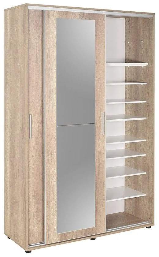 Pantofar cu cuier Adore Porto Maxi, 2 usi cu oglinda, 12 rafturi, capacitate 32 perechi incaltaminte, 120 x 187 x 38 cm
