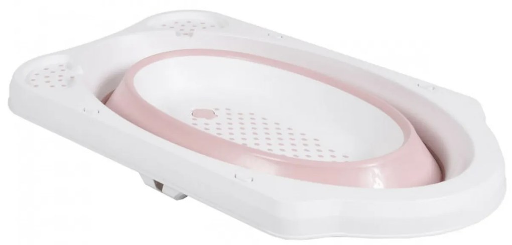 Cadita pliabila premium pentru bebelusi si copii NOVOKIDS™ Hawaiian Folding Tub, Cu stender si accesorii de baie, Dimensiuni 84x48x23 cm, Supapa