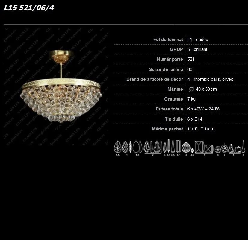 Plafonier cristal Bohemia L15 521/06/4