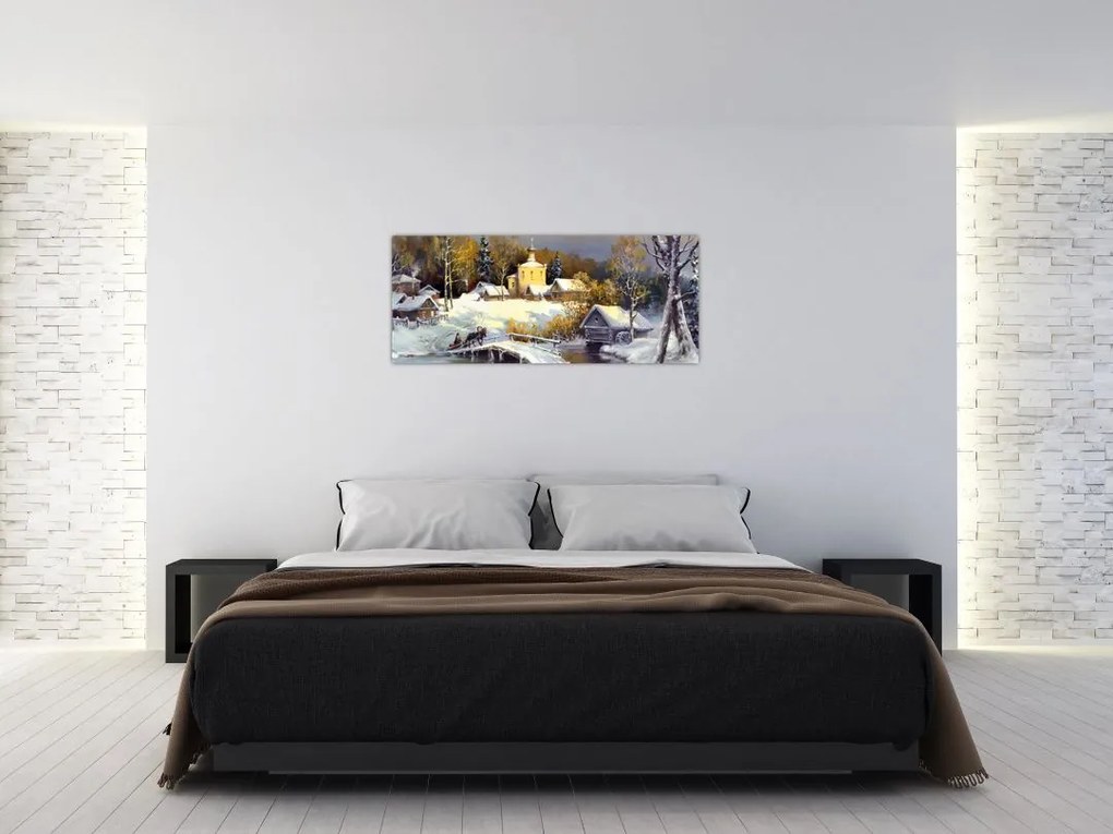 Tablou - Orășel iarna (120x50 cm)