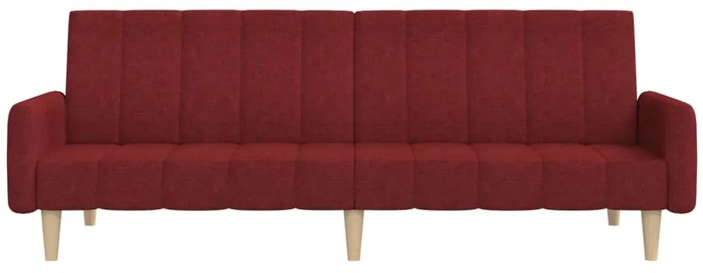 Canapea extensibila cu 2 locuri, rosu vin, material textil Bordo, Fara suport de picioare